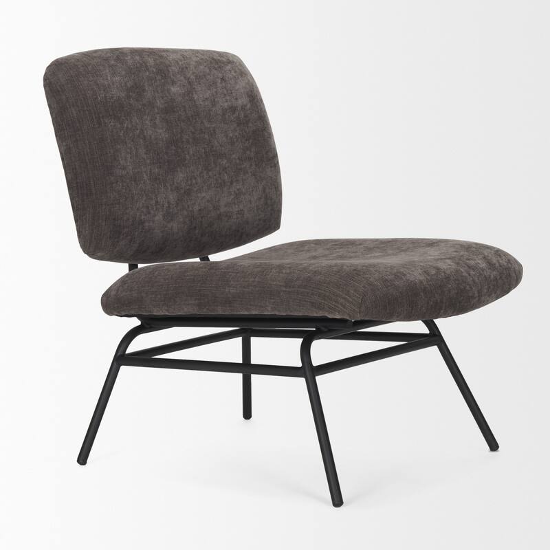 Nora Charcoal Fabric w/ Matte Black Metal Legs Accent Chair - 30.8L x 25.4W x 31.9H
