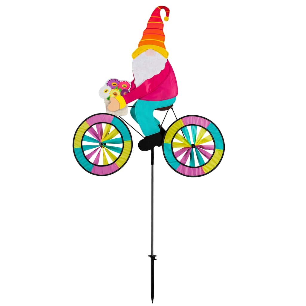 57 in. Spring Gnome Bicycle Wind Spinner