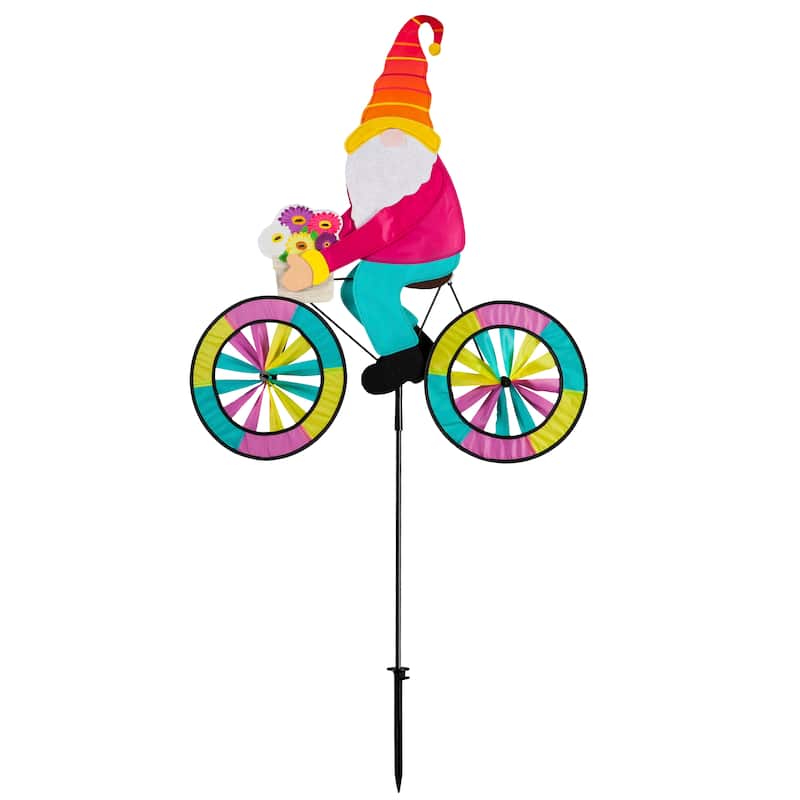 57 in. Spring Gnome Bicycle Wind Spinner