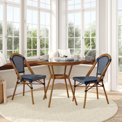 Indoor/Outdoor Commercial Bistro Set with Table and Two Chairs