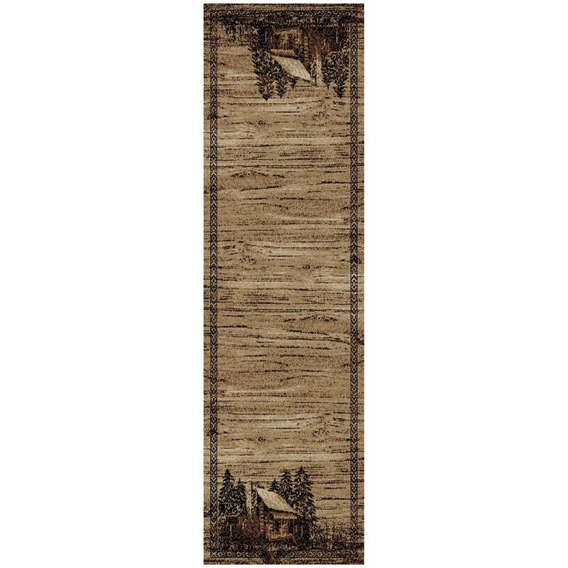 American Destination Rocky Bottom Brown Rustic Lodge Area Rug - 2'3"x7'7"