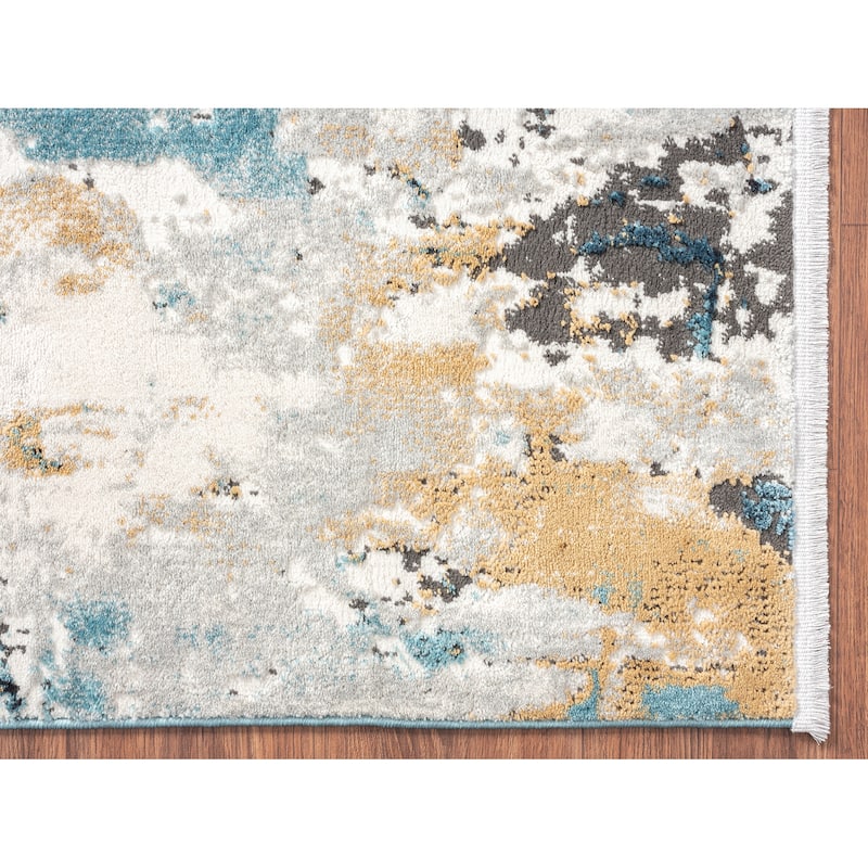 Abani Azure Collection Abstract Green Blue Grey Area Rug