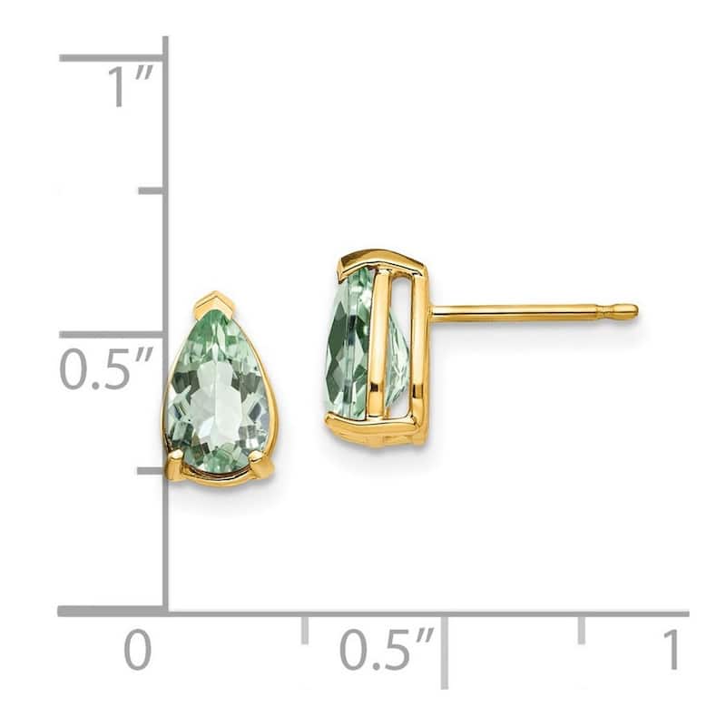 Curata 14k Yellow or White Gold 8x5mm Pear Gemstone Stud Earrings