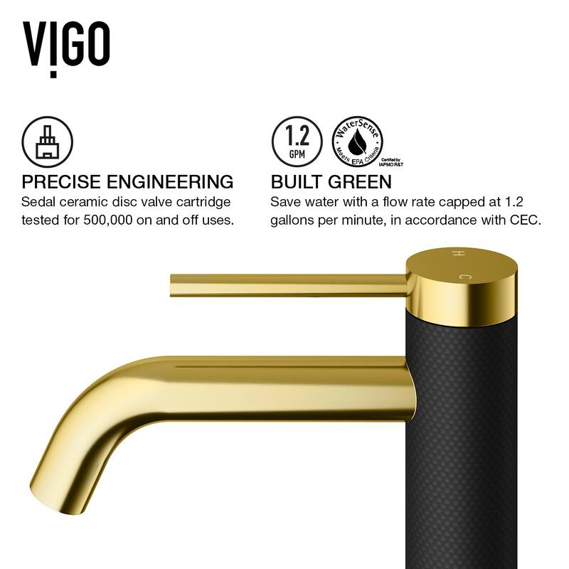 Vigo Hadyn 22" MatteShell� Vessel Bathroom Sink with 1.2 GPM Lexington - Matte Brushed Gold / Matte Black