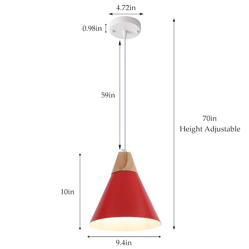 1-Light Industrial Pendant Light with Conical Shade for Kitchen Island
