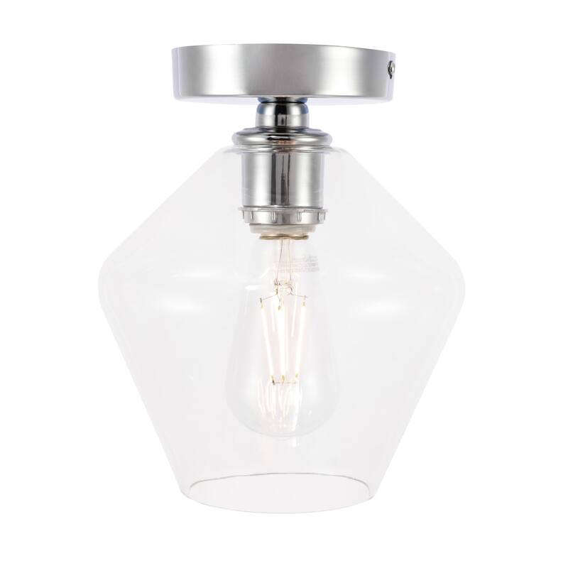 Elegant Lighting Gene Single Light 8" Wide Semi-Flush Ceiling Fixture - Chrome
