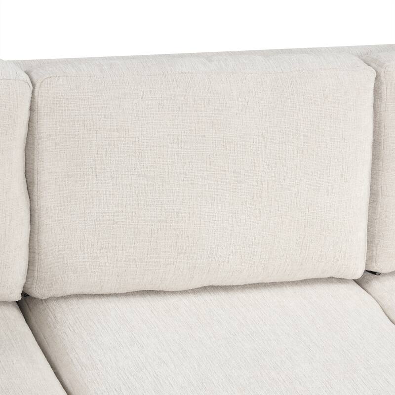 108.6" Chenille U-Shaped Sectional Sofa Bed with USB Ports, Storage Chaise, and 3 Back Pillows