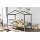 preview thumbnail 55 of 58, Twin/Full Size House Bed, Wooden Playhouse Bed Frame with Semi-enclosed Roof, Headboard, Footboard Storage for Kids, Teens