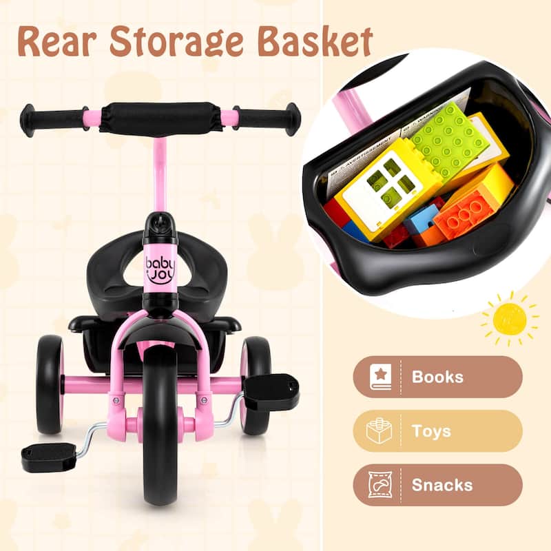 Babyjoy Kids Tricycle Toddler Trike with Adjustable Seat & Storage - See Details
