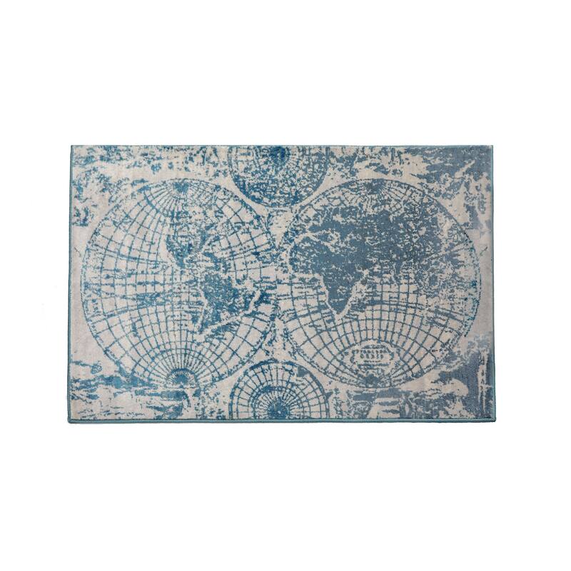 Modern Abstract Map Oriental Polypropylene Area Rug