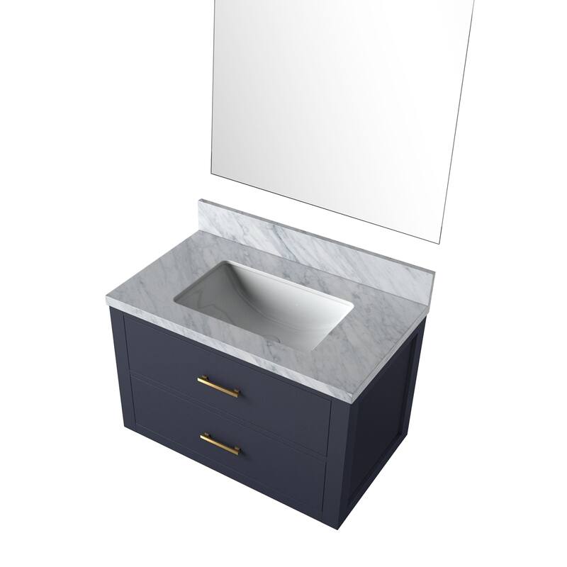 Castor Bath Vanity with Carrara Marble Top, Sink and Mirror
