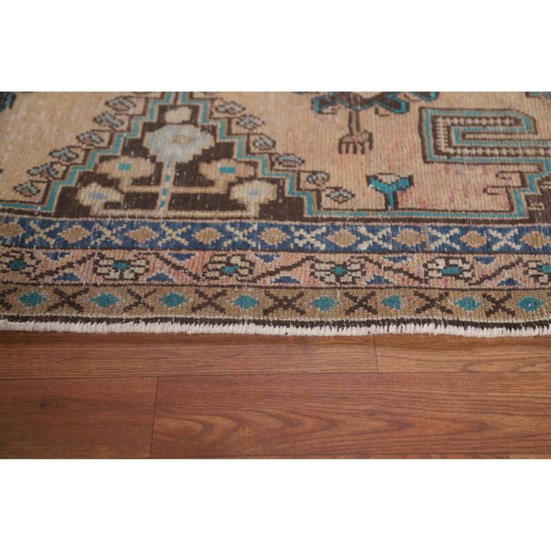 Hamedan Persian Antique Runner Rug Handmade Wool Carpet - 3'6" x 9'7"
