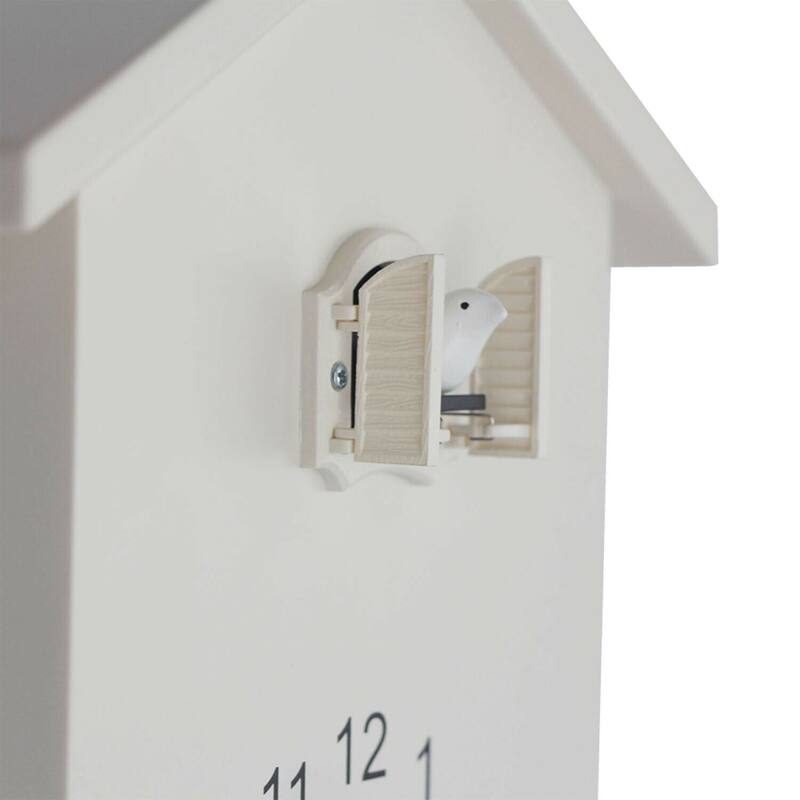 Walplus White Minimalist Cuckoo Clock Colorful Window 4 Changeable Birds