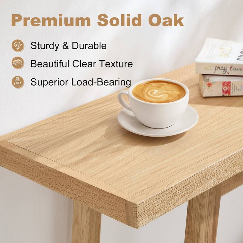 59" Solid Oak Wood Entryway Console Table Sofa Table with 2-Tier Storage - 59"L x 13.8"W x 30"H