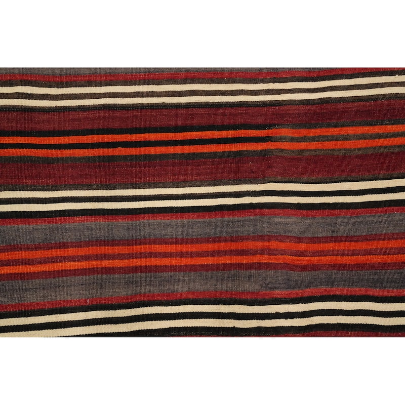 Hand Woven Oriental 100% Wool Carpet Southwestern Geometric Multi-Colored Kilim Area Rug - 10' 2'' X 5' 2''