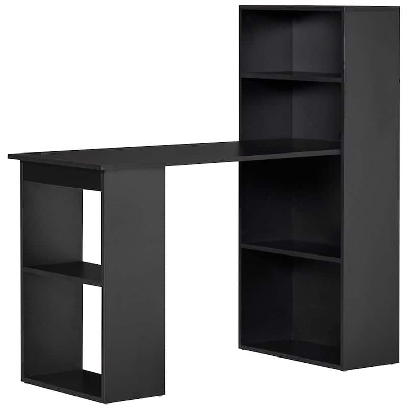 Modern Wood 6-Tier Shelves Home Office Desk with Bookshelf