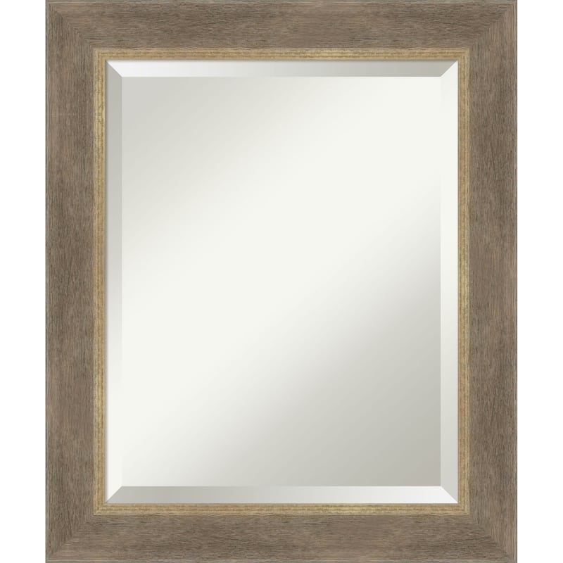 Driftwood Tan Beveled Wood Framed Bathroom Vanity Wall Mirror - Driftwood Tan