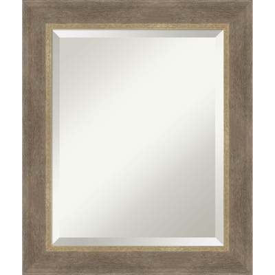 Driftwood Tan Beveled Wood Framed Bathroom Vanity Wall Mirror - Driftwood Tan