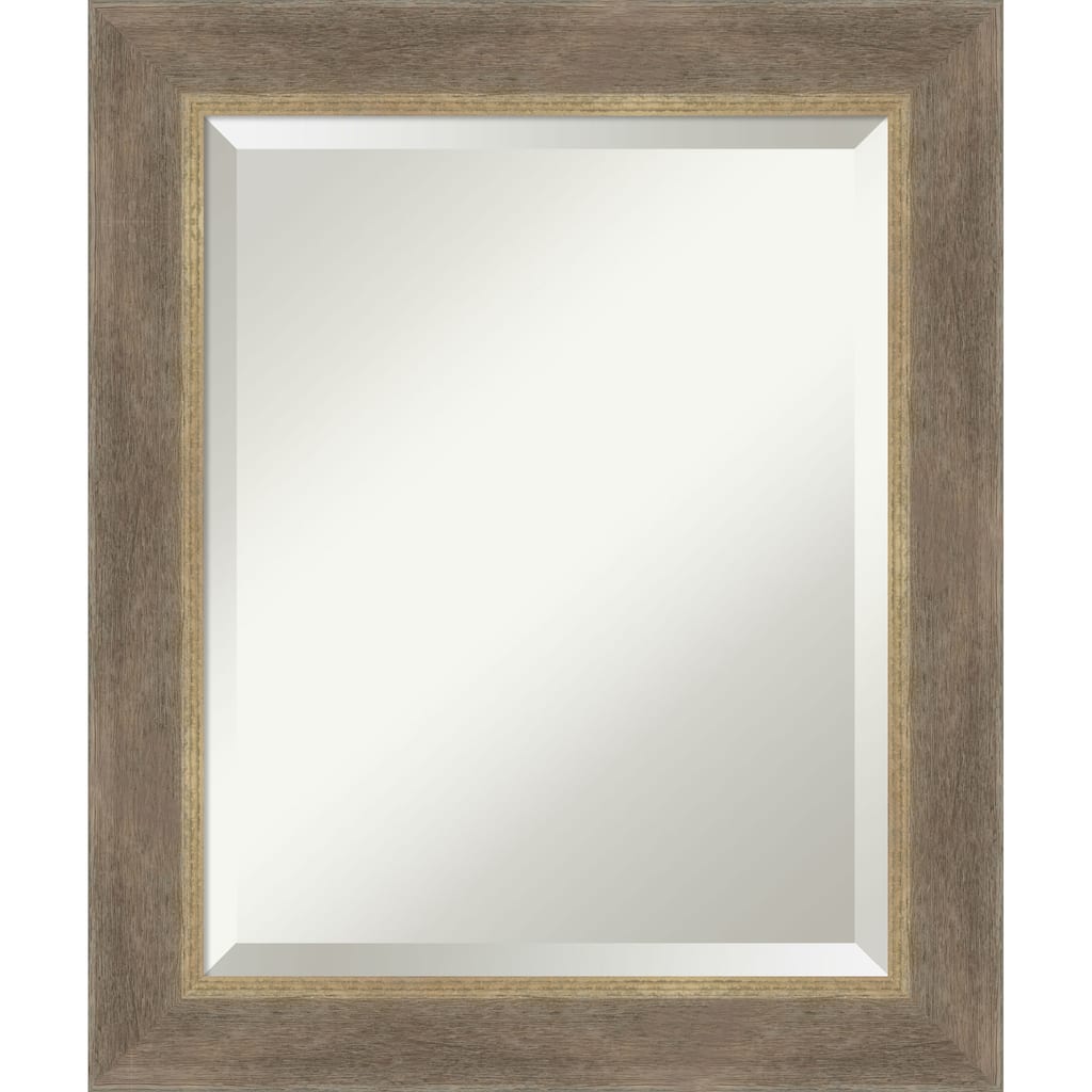 Driftwood Tan Beveled Wood Framed Bathroom Vanity Wall Mirror - Driftwood Tan