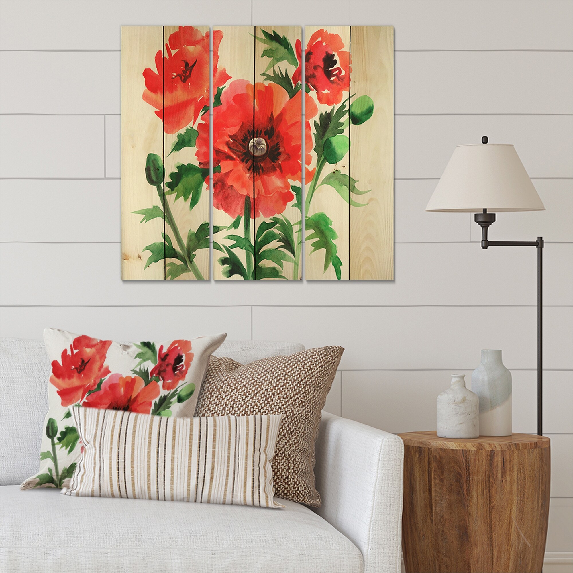 Designart 'Vintage Red Poppies II' Traditional Print on-image