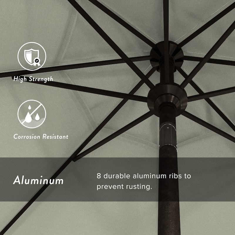 California Umbrella 7.5' Rd. Aluminum Patio Umbrella, Crank Lift with Push Button Tilt, Bronze Finish, Pacifica Fabric