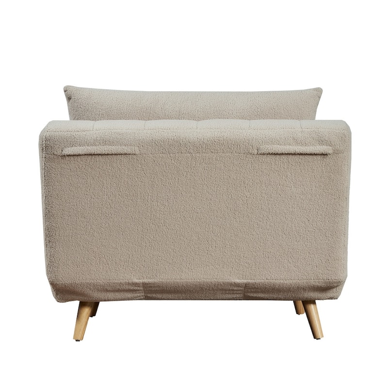Upholstered Convertible Tri-Fold Chair with Pillow and Hideaway Legs - 75.5"D x 41"W x 30"H