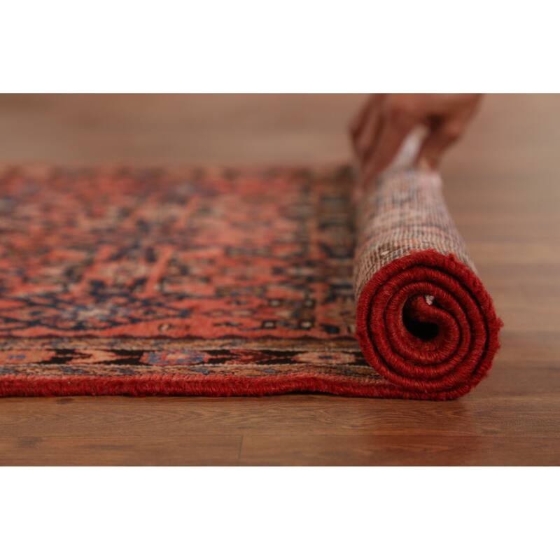 Hand Knotted Oriental 100% Wool Carpet Traditional All-Over Oranges & Rust Hossainabad Runner Rug - 16' 4'' X 3' 6''