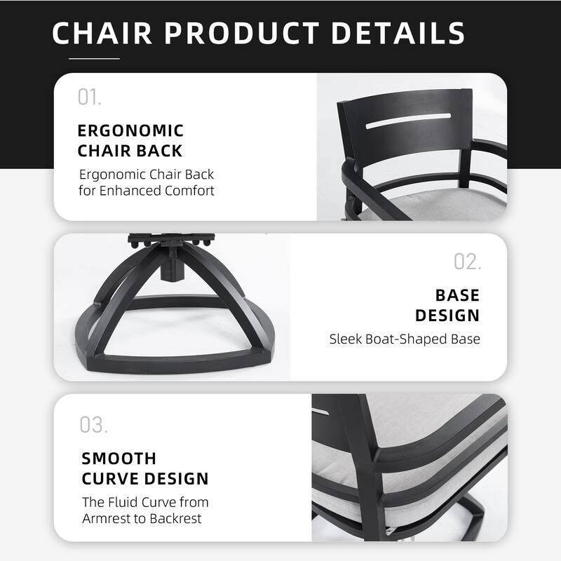 GDFStudio - Aaron Aluminum Outdoor Patio Swivel Rocker Chairs (Set of 2) with Sunbrella Cushions