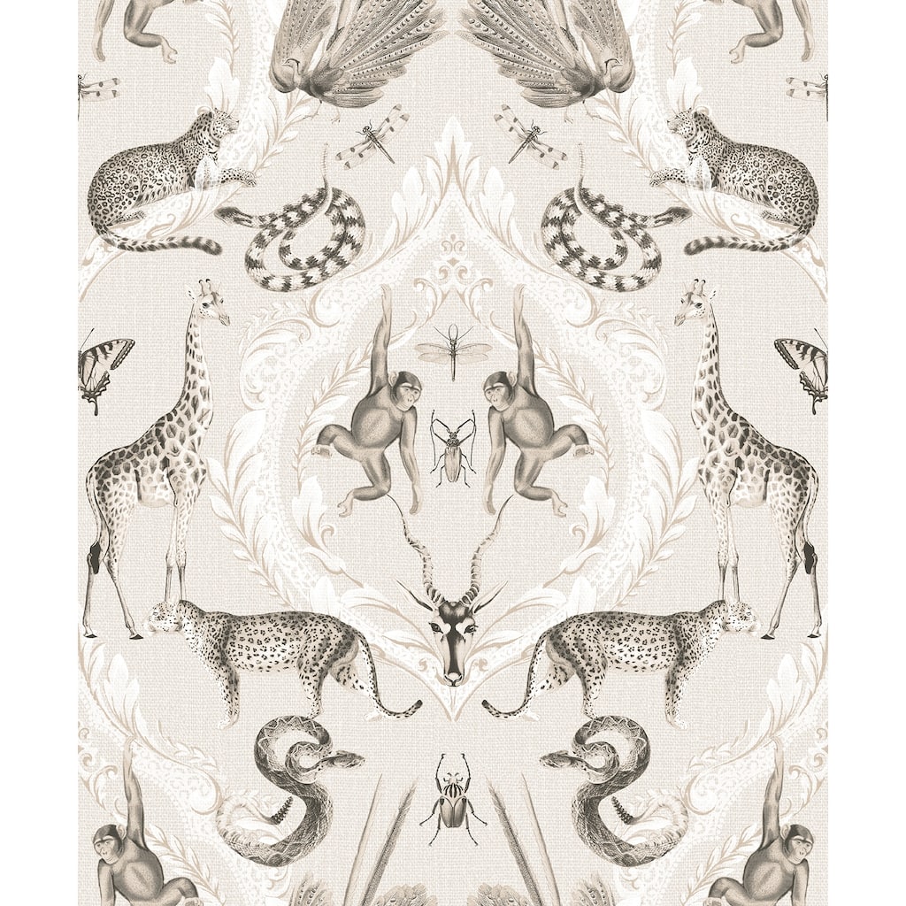 Galerie Wallcoverings Bazaar Jungle Menagerie Damask Non-woven Metallic Wallpaper Roll