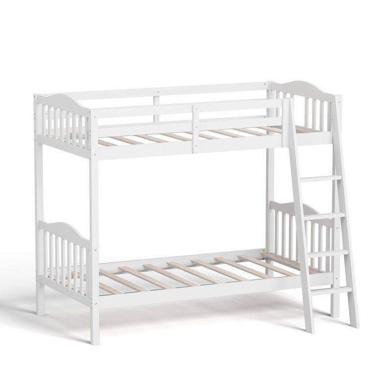 Twin Over Twin Solid Wood Bunk Bed for Kids and Adults, No Box Spring Required