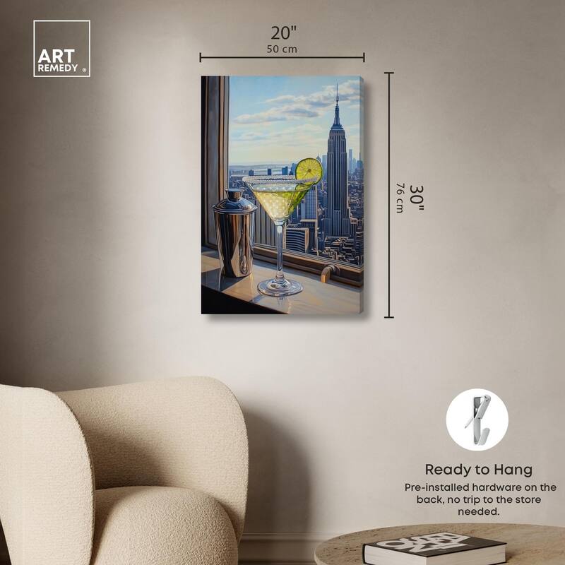 Classy Drink in NYC Canvas by Art Remedy, Gallery Wrapped
