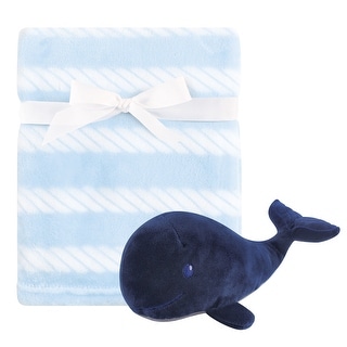 Hudson Baby Infant Boy Plush Blanket with Toy, Blue Whale, One Size - Blue Whale - One Size