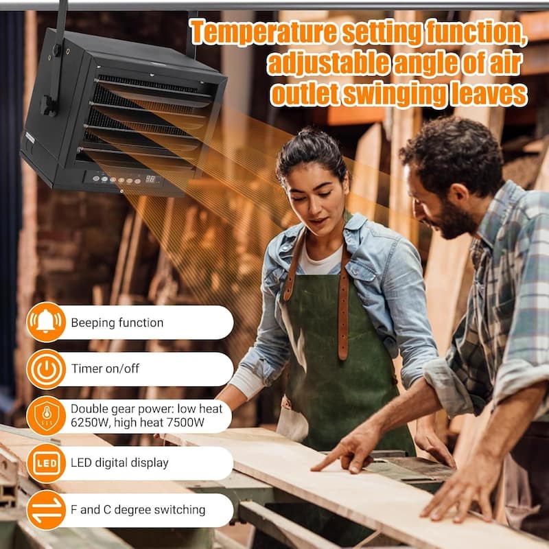 Electric Garage Heater, with Remote, Overheat Protection