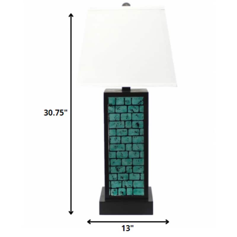 Metal Bedside Table Lamp with White Empire Linen Shade - 15” x 13” x 30.75”