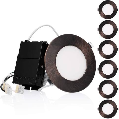 Refined Series 4" Slim Panel Downlight with J-box, Oil Rubbed Bronze, 2700K - 6PACK