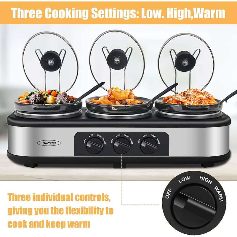 Royalcraft Triple Slow Cooker Stainless Steel
