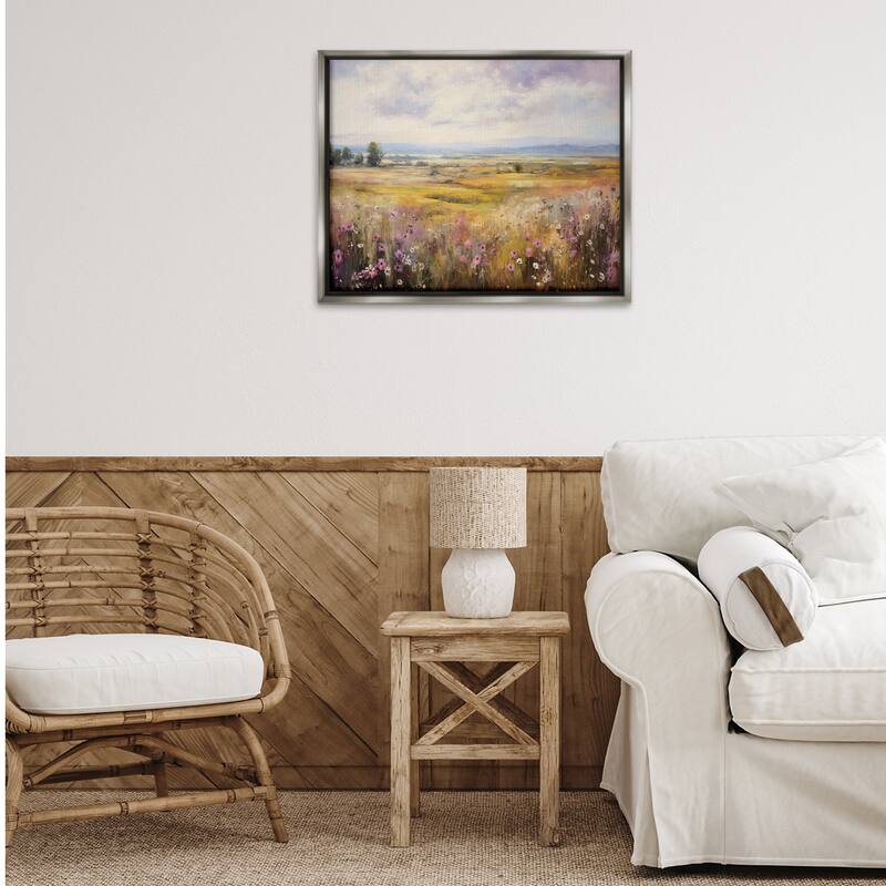 Stupell Vast Meadow with Subtle Flowers Framed Floater Canvas Wall Art Design By Franklyn Gregory