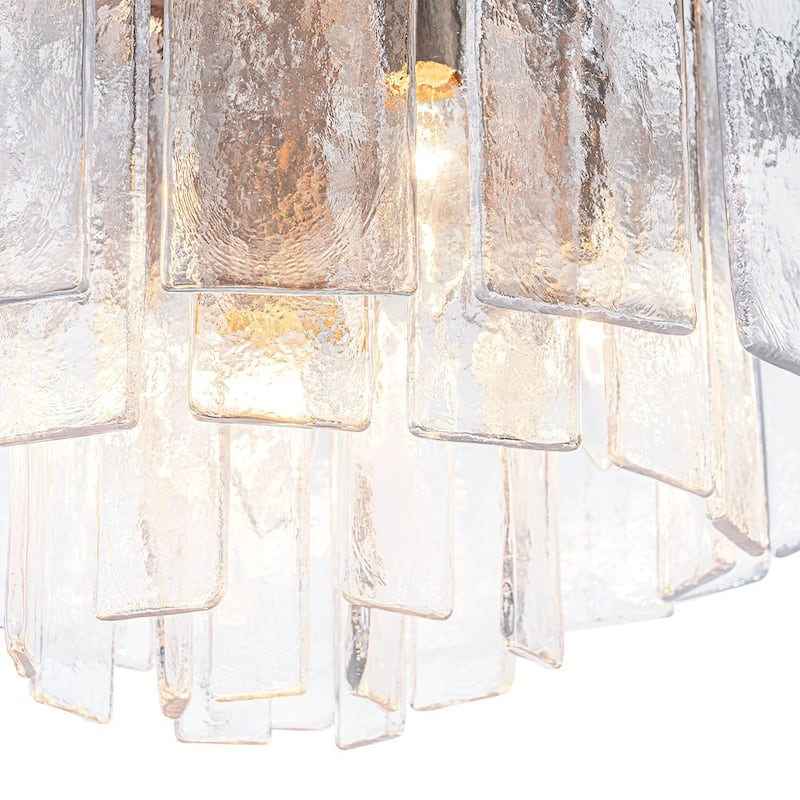 5-Light Tiered Water Glass Round Semi Flush Chandelier