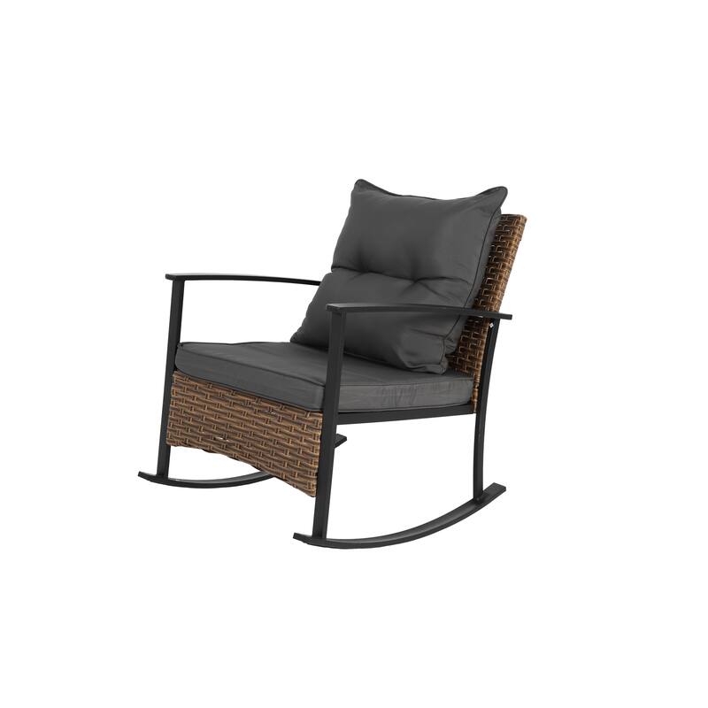 Wicker Rocking Chairs for Outdoors 3 Piece, Patio Rocking Chairs Set of 2, Patio Furniture Set, Small Outdoor Set