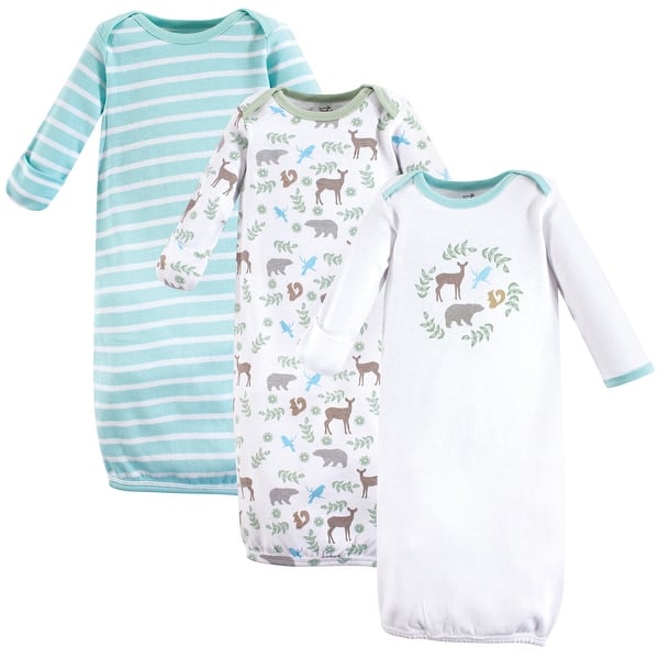 slide 1 of 1, Touched by Nature Baby Organic Cotton Long-Sleeve Gowns 3pk, Forest, 0-6 Months - Forest 0-6 Months - Forest