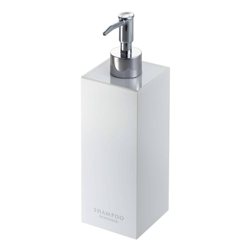 Yamazaki Home Square Shower Dispenser - Three Styles, ABS Plastic, Shampoo - L 2.76 x W 2.76 x H 9.06 inches - White