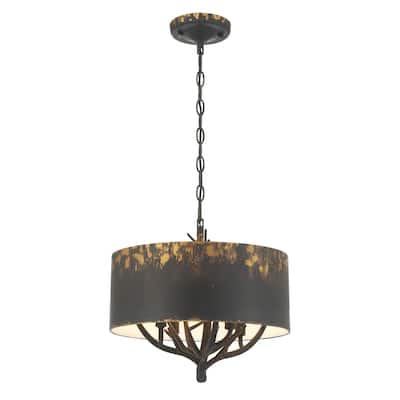 Arboreal 4 Light Pendant in Antique Black Iron with Antique Black Iron