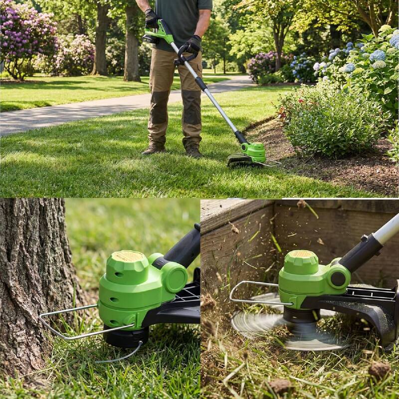 12" Cordless Weed Wacker, Grass Trimmer with Wheels, 8 pcs Spools Lines