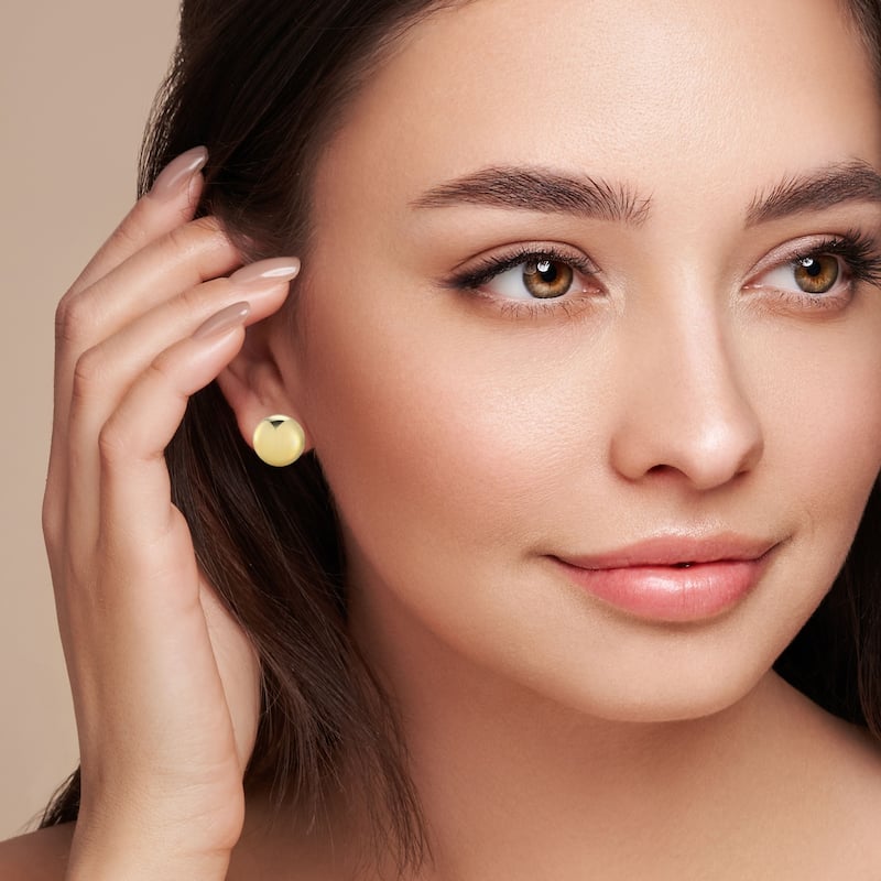 Soleil 14K Gold Bold Button Studs - Yellow