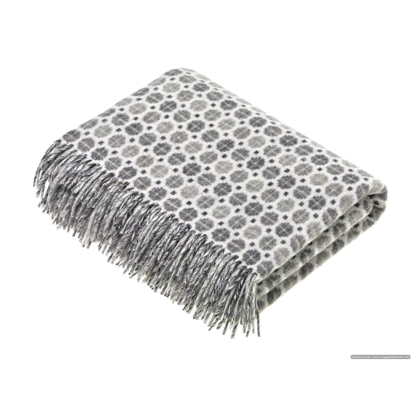 Merino Lambswool Throw Blanket - Milan - Clover, Made in England - Gray