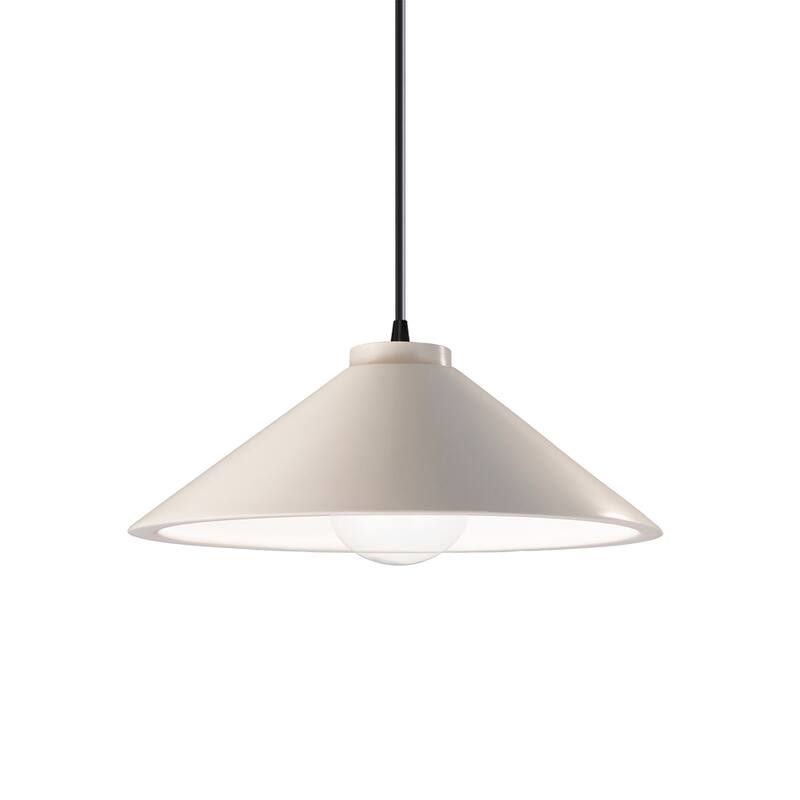 Justice Design Group Flare 1-Light Pendant - Matte White/Matte Black/Black Cord