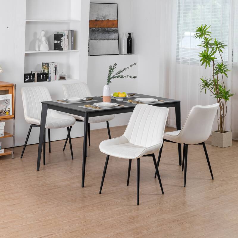 XINMICS Mid-century Modern Dining Chairs, Velvet Upholstered Metal Side Chair, Set of 2/4/6 - set of 4 - White