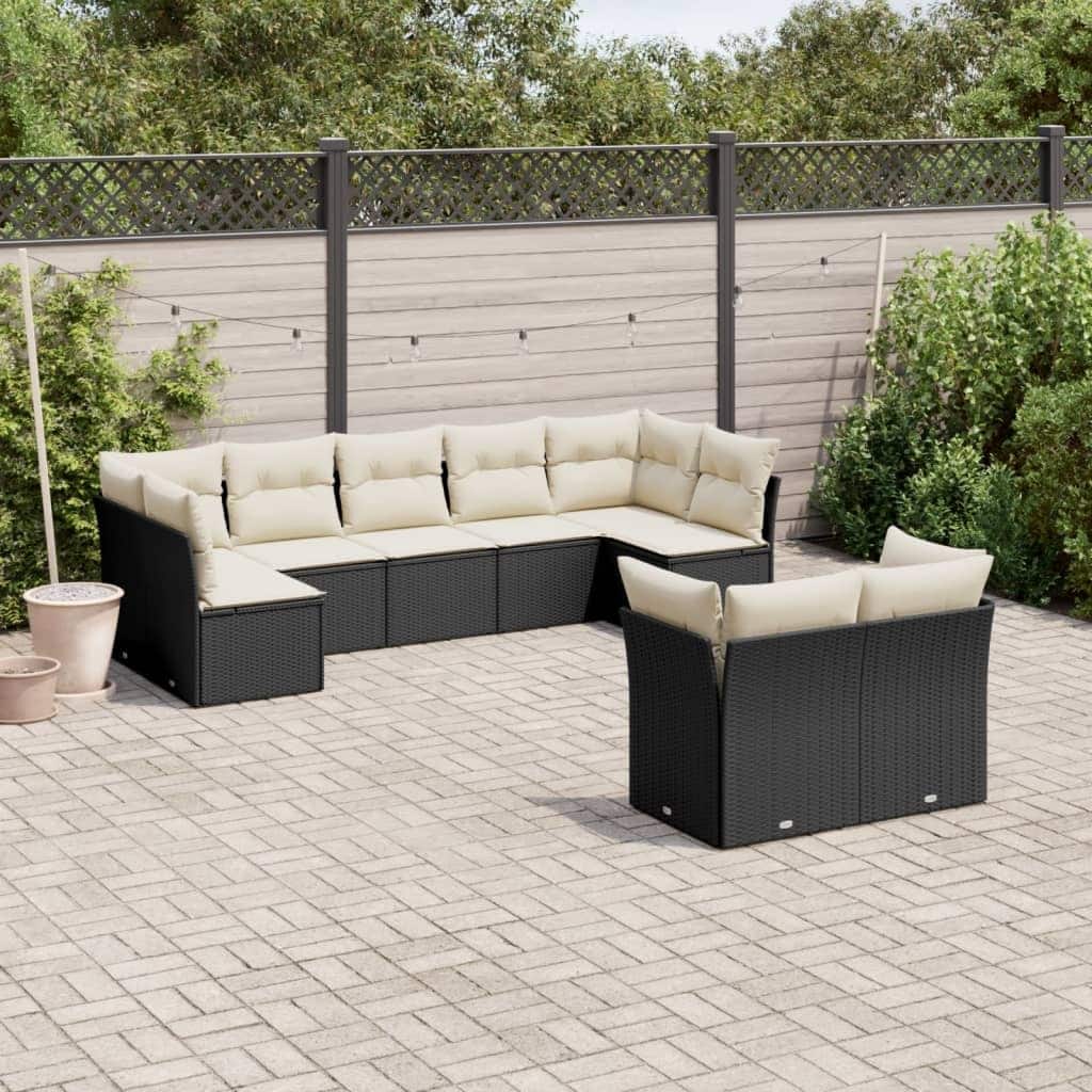 vidaXL Garden Sofa Set Black, Cream White - 24.4 x 24.4 x 27.2