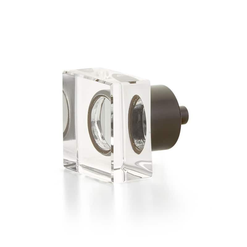 Schaub and Company City Lights 1-1/4" Modern Square Glass Cabinet Knob - Oil Rubbed Bronze