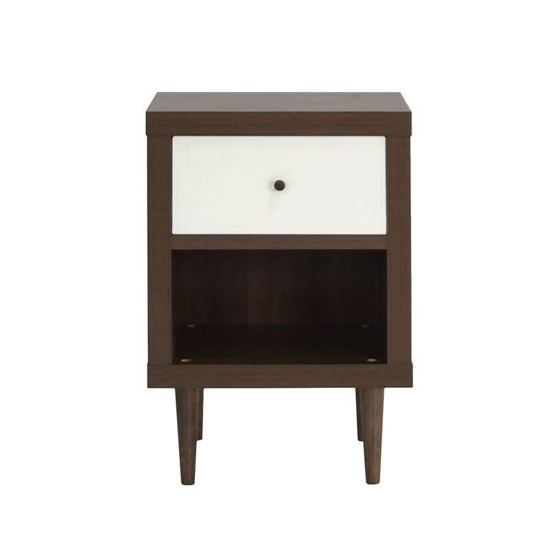 Mid-Century Modern Nightstand with Splayed Legs & Storage Drawer